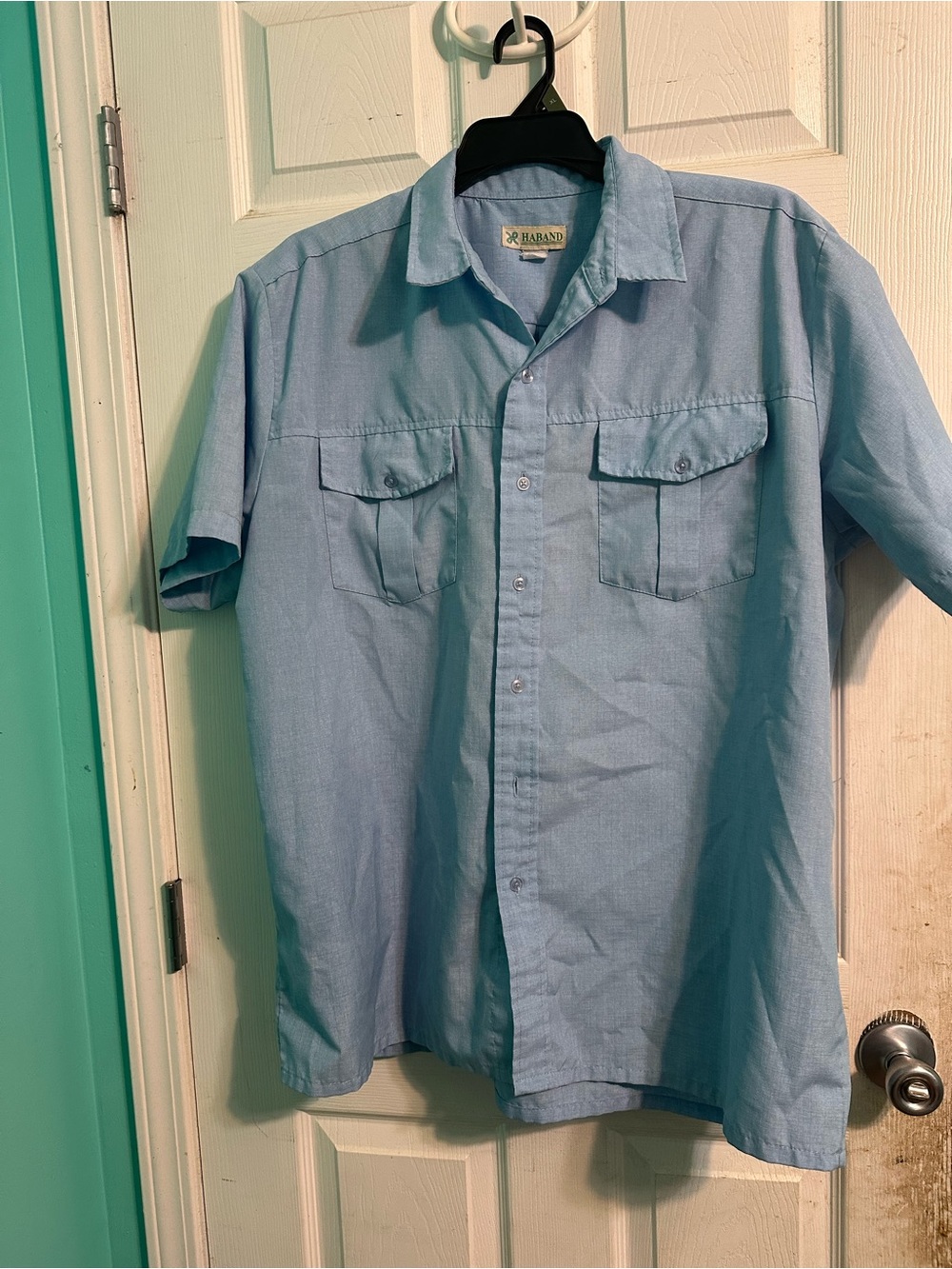 Haband Light Blue Short Sleeve Button-Front Shirt